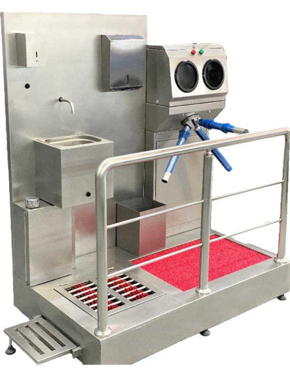 M3100 HİJYEN TURNİKESİ - EL-AYAK - Havuzlu+Fırçalı (El Yıkama Evyesi+Peçetelik+Sabunluk+Çöp Kutusu+Senaryolu)